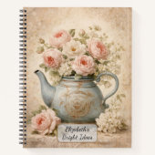 Carnet Théière vintage avec roses (Devant)