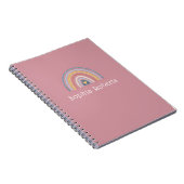 Carnet Thème Arc-en-ciel Bohème Nom d'enfant en rose poud (Côté Droit)