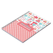 Carnet Thème de cuisine mignon Carrelage rouge Gingham (Côté gauche)