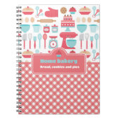 Carnet Thème de cuisine mignon Carrelage rouge Gingham (Devant)