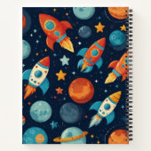 Carnet Thème de doodle de fusée cool espace et planètes e (Dos)