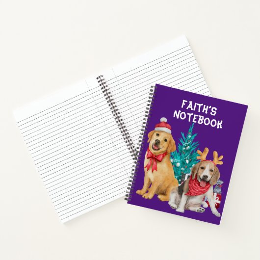 Carnet Thème de Noël de Chiens mignons (Intérieur)