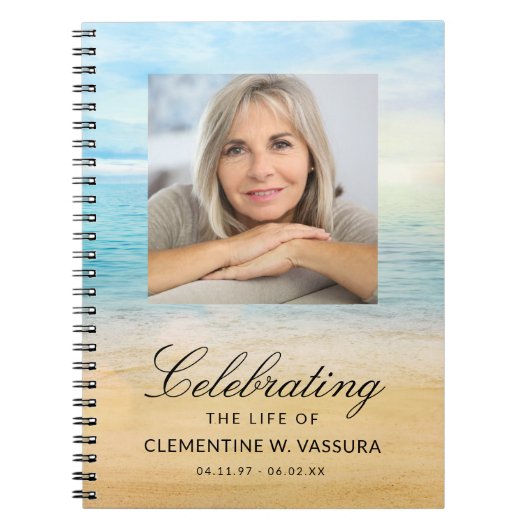 Carnet Thème de plage Memorial Funeral Photo Guest (Devant)
