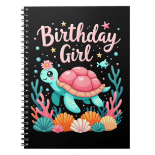Carnet Thème de tortue de mer pour fille d'anniversaire F
