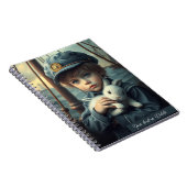 Carnet Thème nautique Garçon tenant son jouet lapin perso (Côté Droit)