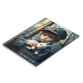 Carnet Thème nautique Garçon tenant son jouet lapin perso (Côté gauche)