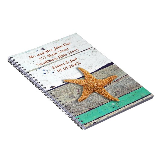Carnet Thème Plage Starfish Mariage Rustique (Côté Droit)