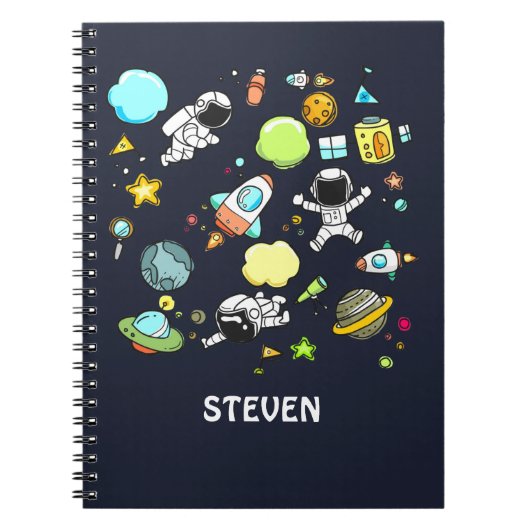 Carnet Thème spatial cool - Astronauts & Rocket Ships (Devant)