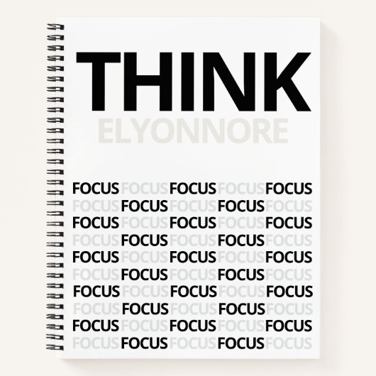 Carnet Think Focus - Modern Black And White Typography (Devant)