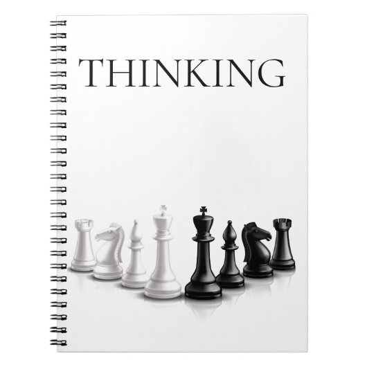 Carnet Thinking Quote Black Text Chess Pieces Notebook (Devant)