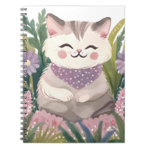 This is an adorable kitten resting on the plants