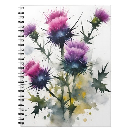 Carnet Thistle - Watercolor flowers (Devant)