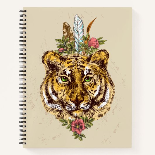 Carnet Tiger Boho Style Portrait (Devant)