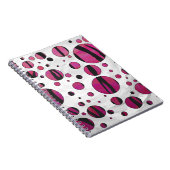 Carnet Tigre à pois rose chaud et impression noir (Côté Droit)