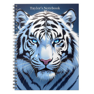 Carnet Tigre Blanc aux Yeux Bleus Personnalisé