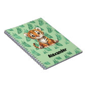 Carnet Tigre de dessin mignon sur Feuilles tropicaux (Côté Droit)