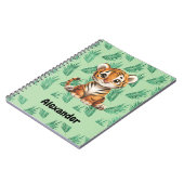 Carnet Tigre de dessin mignon sur Feuilles tropicaux (Côté gauche)