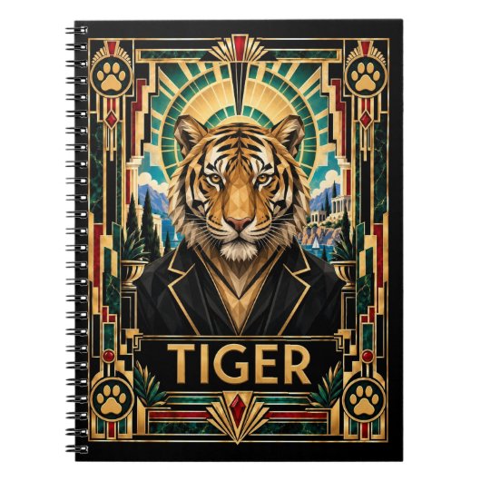 Carnet Tigre, faune Art Déco (Devant)