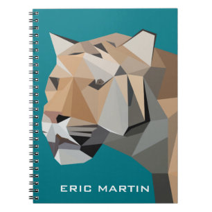Carnet Tigre géométrique abstrait moderne nom personnalis
