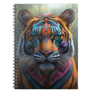 Carnet Tigre majestueux avec maquillage tribal vibrant su