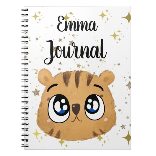 Carnet Tigre mignon rose (Devant)