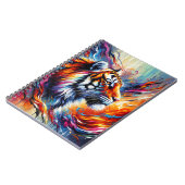 Carnet Tigre porté par les flammes – Expression de force (Côté gauche)