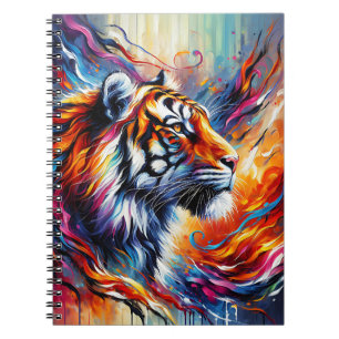 Carnet Tigre porté par les flammes – Expression de force