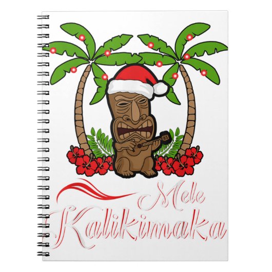 Carnet Tiki mele kalikimaka joyeux noël hawaii ukulel (Devant)