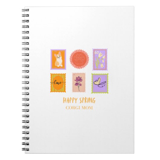 Carnet Timbre de Corgi de printemps heureux (Devant)