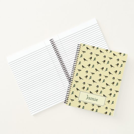 Carnet Tiny Birds Pattern on Beige Personalised (Intérieur)