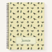 Carnet Tiny Birds Pattern on Beige Personalised (Devant)