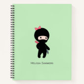 Carnet Tiny Ninja Girl Nom personnalisé sur vert (Devant)
