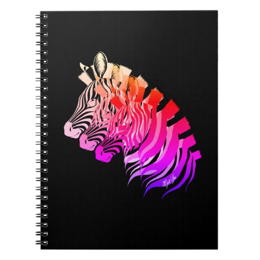 Carnet tiré par la main d'art de zèbre du coucher (Devant)