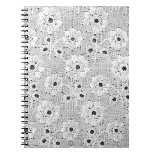 Carnet Tissu blanc texture dentelle fine avec élégance do (Devant)