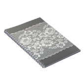Carnet Tissu de dentelle blanc sur gris  (Côté Droit)