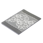 Carnet Tissu de dentelle blanc sur gris  (Côté gauche)