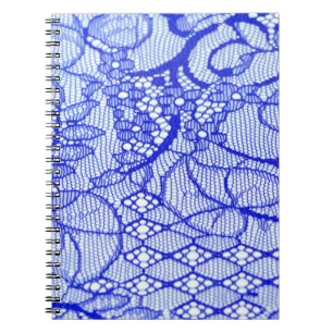 Carnet Tissu dentelé en bleu. Patch dentelle Royal Blue C