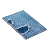 Carnet Tissu en denim déchiré, teintes bleues. (Côté Droit)