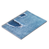 Carnet Tissu en denim déchiré, teintes bleues. (Côté gauche)