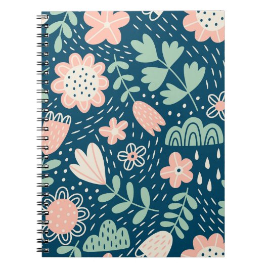 Carnet Tissu étoffé floral à la main. Motif Seamel (Devant)