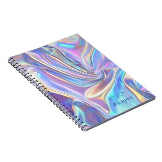 Carnet Tissu métallique brillant Iridescente Date, Nom du (Côté Droit)