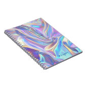 Carnet Tissu métallisé iridescent brillant, nom de script (Côté Droit)