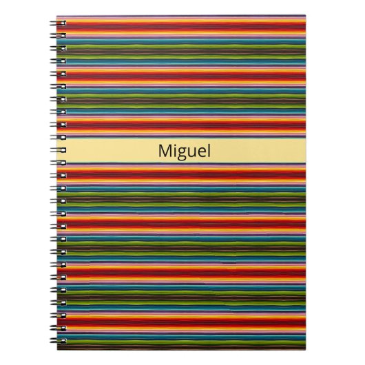Carnet Tissu psychédélique motif mexicain, personnalisabl (Devant)