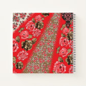 Carnet Tissu rouge éclatant avec floral complexe et (Dos)