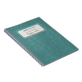 Carnet Tissu texturé turquoise Denim Imprimer spirale (Côté Droit)
