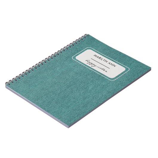 Carnet Tissu texturé turquoise Denim Imprimer spirale (Côté gauche)