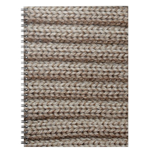 Carnet Tissu tricoté clair, texture brune. (Devant)