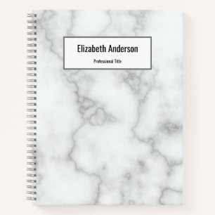 Carnet Titre de nom de marbre blanc faux professionnel