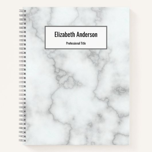 Carnet Titre de nom de marbre blanc faux professionnel (Devant)