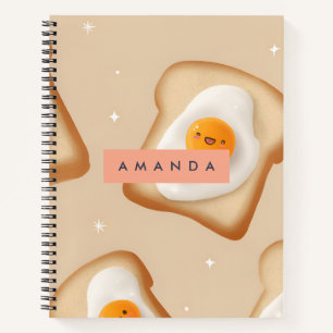 Carnet Toast Smiley personnalisé et Motif d'oeufs
